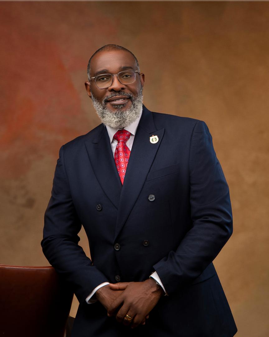 Gentleman in a navy double-breasted suit